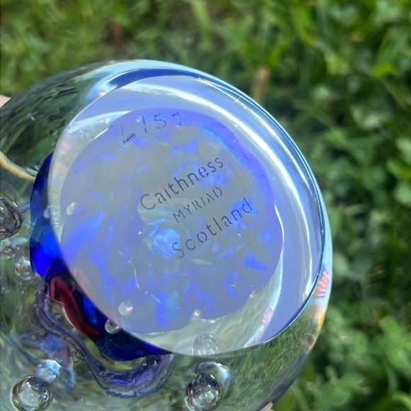 Caithness of Scotland Colorful Myriad Blue Blown Art Glass Paperweight #6759 - Picture 6 of 6